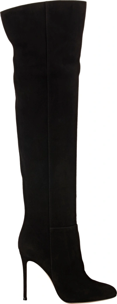 Gianvito Rossi Rennes 85 Over-the-knee Suede Boots In Black