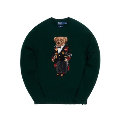 Pre-owned Kith  X Polo Ralph Lauren Holiday Toggle Coat Bear Crewneck Green