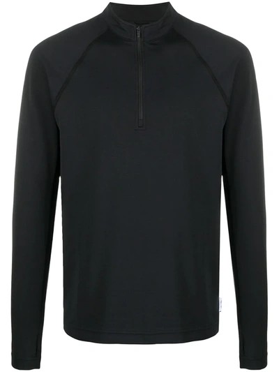 Reigning Champ Trail Zip Neck Top In Black