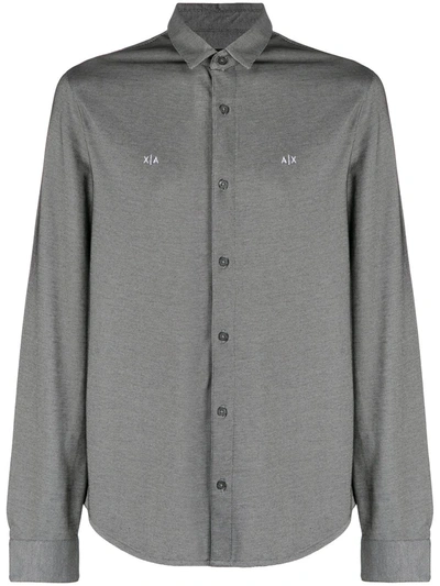 Armani Exchange Logo-embroidered Shirt In Black