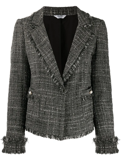Liu •jo Single-breasted Tweed Jacket In Grey