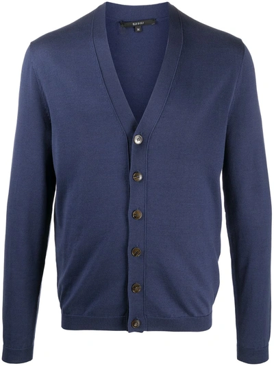 Gucci V-neck Long-sleeve Cardigan In Blau