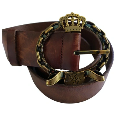 Pre-owned Dolce & Gabbana Leather Belt In Brown