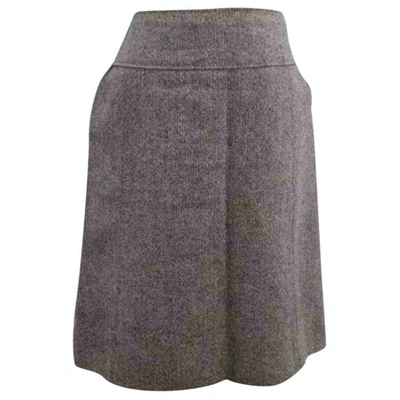 Pre-owned Louis Vuitton Tweed Mid-length Skirt In Grey
