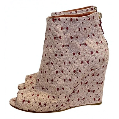 Pre-owned Missoni Cloth Ankle Boots In Pink