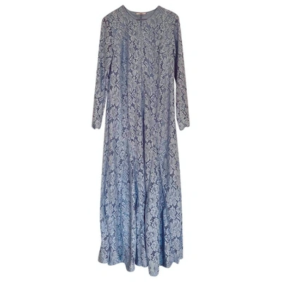 Pre-owned Ganni Lace Maxi Dress In Blue