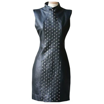 Pre-owned Saint Laurent Leather Dress In Black