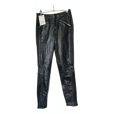 Pre-owned Muubaa Leather Slim Pants In Black