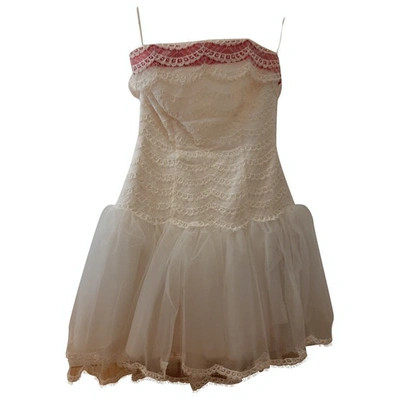 Pre-owned Aime Lace Mid-length Dress In White