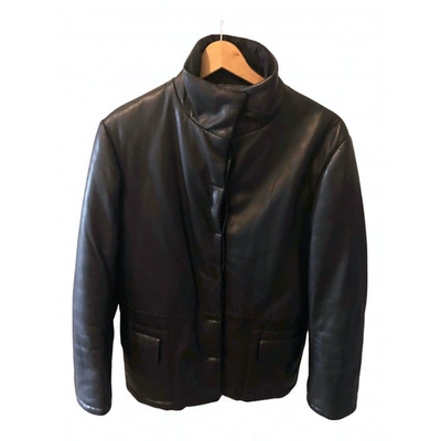 Pre-owned Versus Leather Biker Jacket In Black