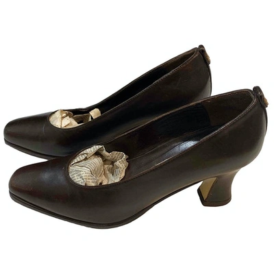 Pre-owned Pollini Leather Heels In Brown