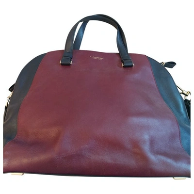 Pre-owned Lancel Solferino Leather Tote In Burgundy
