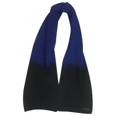Pre-owned Emporio Armani Wool Scarf & Pocket Square In Blue