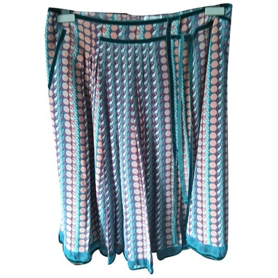 Pre-owned Philosophy Di Alberta Ferretti Silk Mid-length Skirt In Turquoise
