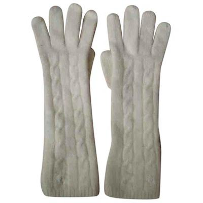 Pre-owned Lauren Ralph Lauren Cashmere Long Gloves In Ecru