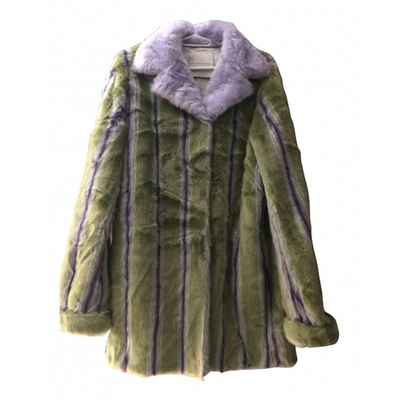 Pre-owned Marco De Vincenzo Faux Fur Coat In Green