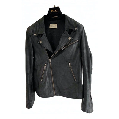 Pre-owned Ganni Leather Biker Jacket In Black