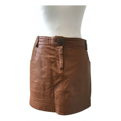Pre-owned Lover Leather Mini Skirt In Camel