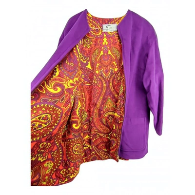 Pre-owned Genny Wool Coat In Purple