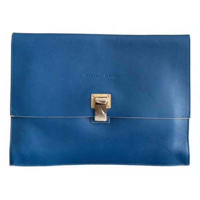 Pre-owned Proenza Schouler Lunch Leather Clutch Bag In Blue