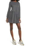English Factory Unbalanced Seam Long-sleeve Knit Dress In Charcoal Grey