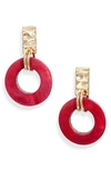 Akola Small Horn Circle Drop Earrings In Cranberry