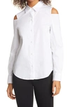 Donna Karan Cold Shoulder Button-up Shirt In White