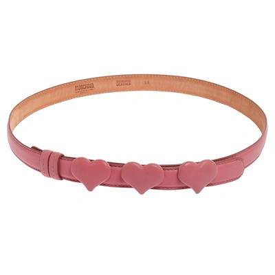Pre-owned Moschino Pink Leather Heart Belt 110 Cm
