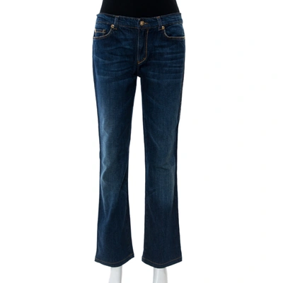 Pre-owned Roberto Cavalli Indigo Dark Wash Denim Straight Fit Jeans M In Blue