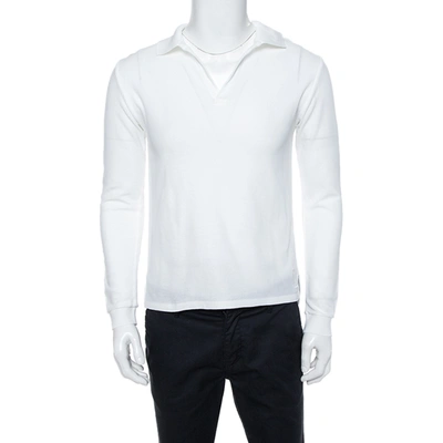 Pre-owned Saint Laurent White Cotton Long Sleeve Polo T-shirt Xl