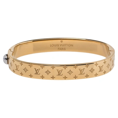 Pre-owned Louis Vuitton Nanogram Gold Tone Cuff Bracelet M
