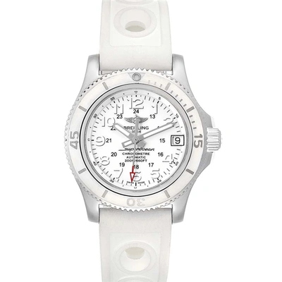 Pre-owned Breitling White Stainless Steel Superocean Ii Hurricane A17312 Women's Wristwatch 36 Mm