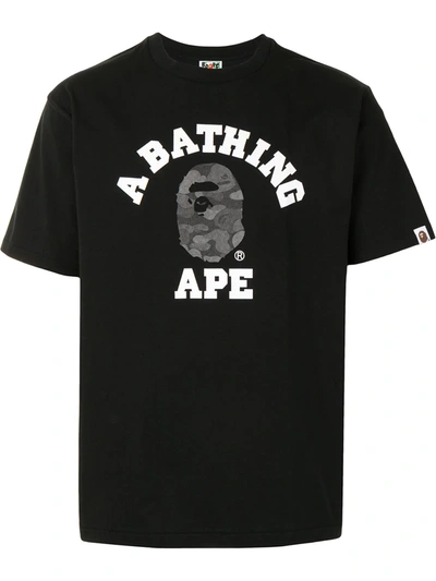 A Bathing Ape Logo Print Cotton T-shirt In Black