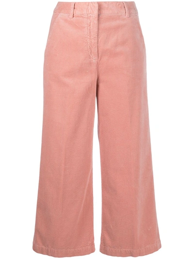 Aspesi Corduroy Cropped Trousers In Pink