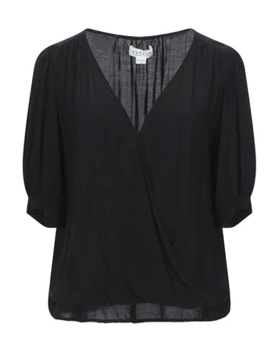 Velvet By Graham & Spencer Willow Gathered Woven Blouse In Black