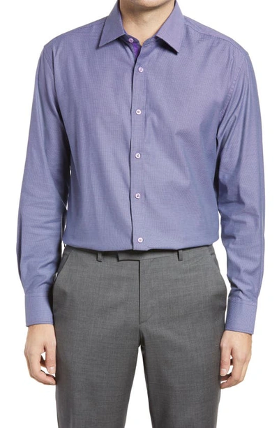 English Laundry Trim Fit Houndstooth Dress Shirt In Purple