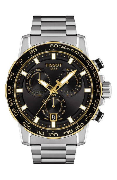 Tissot Men's Swiss Chronograph Supersport Stainless Steel Bracelet Watch 45.5mm In Black