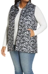 Bobeau Quilted Puffer Vest In Black Ikat