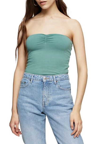 Topshop Bandeau Top In Sage