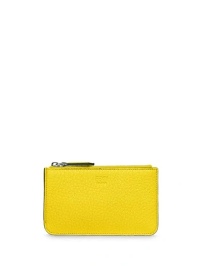 Fendi Logo Stamp Key Case In Yellow