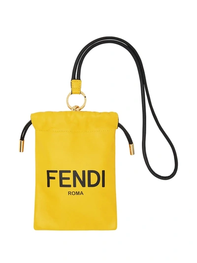 Fendi Logo Print Phone Pouch In Yellow