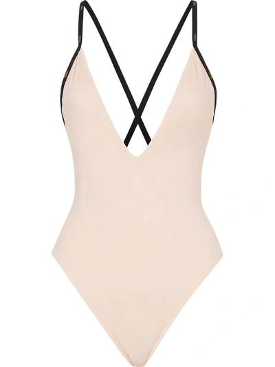 Fendi Ff Reversible One Piece Swimsuit In Pink