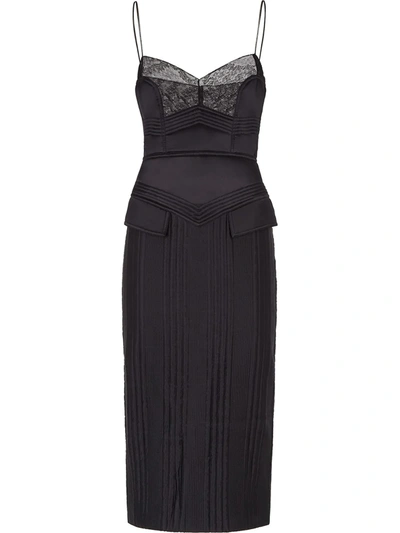 Fendi Lace-detail Boned-bodice Dress In Black
