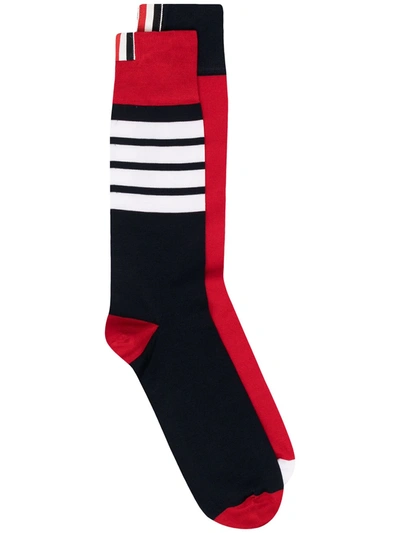 Thom Browne Horizontal Stripe Knitted Socks In Blue