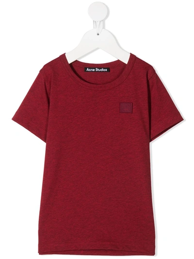 Acne Studios Kids' Face Patch T-shirt In Red