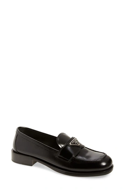 Prada Triangle Logo Loafer In Black