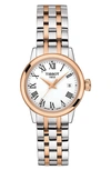 Tissot Womens Steel & Rose Gold T1292102201300 Classic Dream Lady Stainless Steel Watch In White