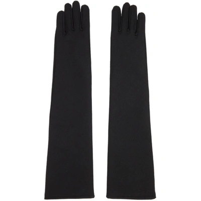 Sacai Black Wool Long Gloves In 001 Black