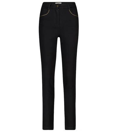 Fendi Topstitch Detail Crop Denim Skinny Jeans In Black