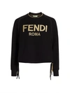 Fendi Women's Logo Bow Crewneck Sweatshirt In Blanc